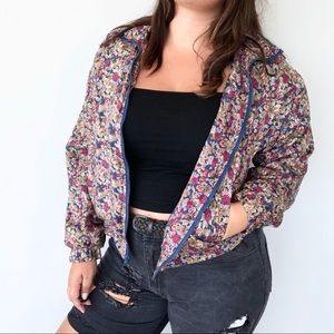 80s 90s floral silk bomber jacket windbreaker